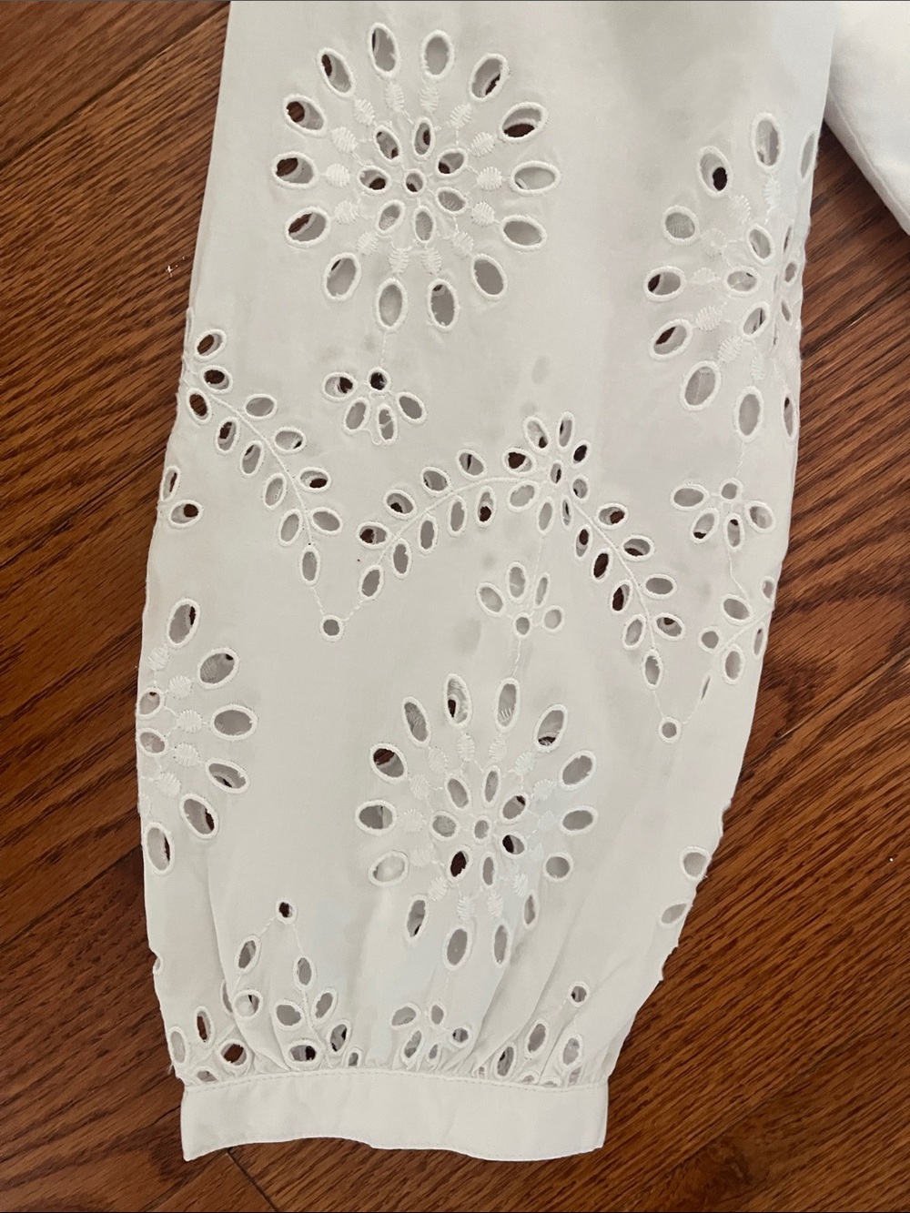 Talbots White V-Neck 3/4 Sleeve Eyelet Trim Belted Midi Shirt Dress, Women's 8 - Picture 2 of 9